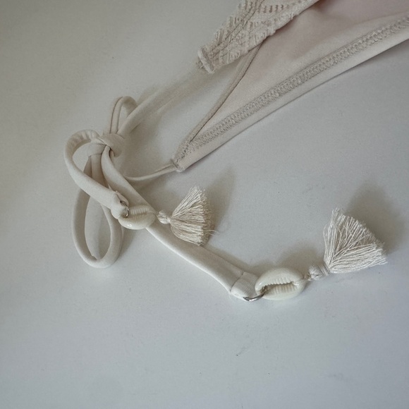 Cream Lace Bikini with shell Tassels - Picture 6 of 8